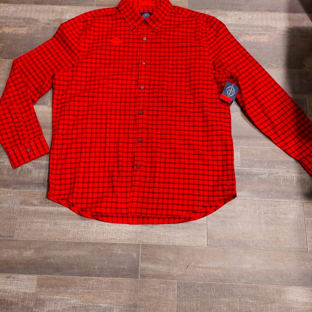St. John Bay Classic Long Sleeve Black & Red Checks, for Men,, Size XL